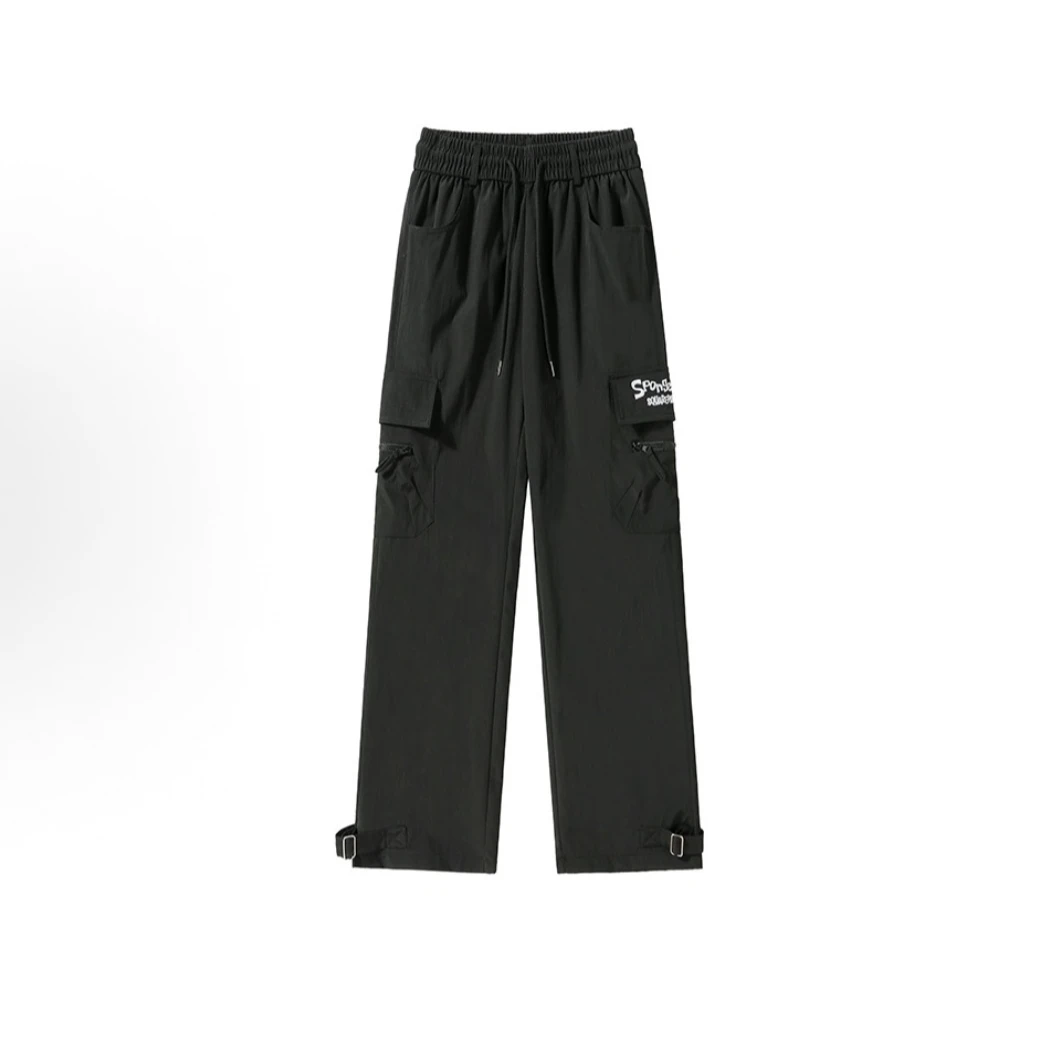 呆呆姐 海绵宝宝大口袋工装直筒休闲裤 情侣百搭 1005