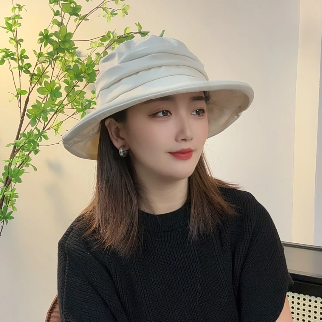 日系简约轻薄透气渔夫帽女夏秋赫本风百搭防晒盆帽显脸小休闲礼帽