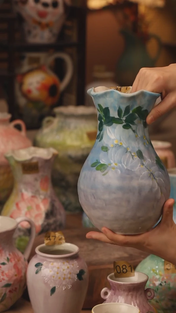 陶瓷377景德镇设计师手作花器摆件侘寂风