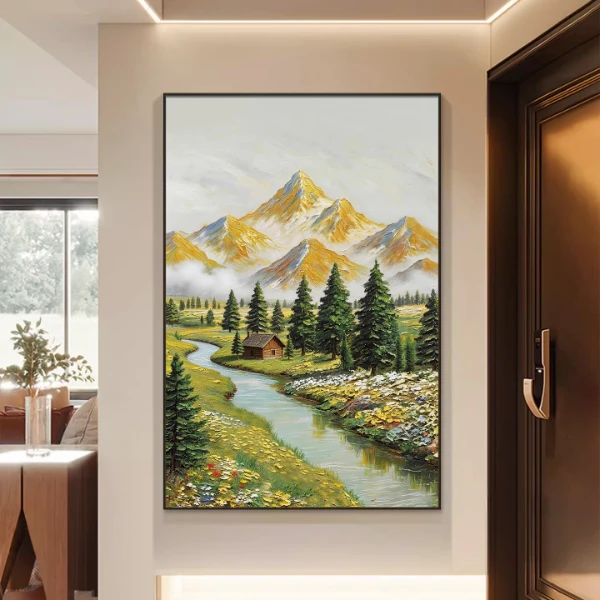 日照金山装饰画山水画客厅挂画靠山图沙发背景墙风景落地画玄关画