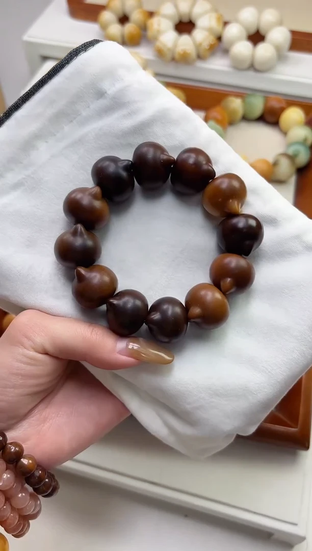 手串菩提根/象牙果达***Y沐u73干磨猫猫头23mm手串瑕疵不补