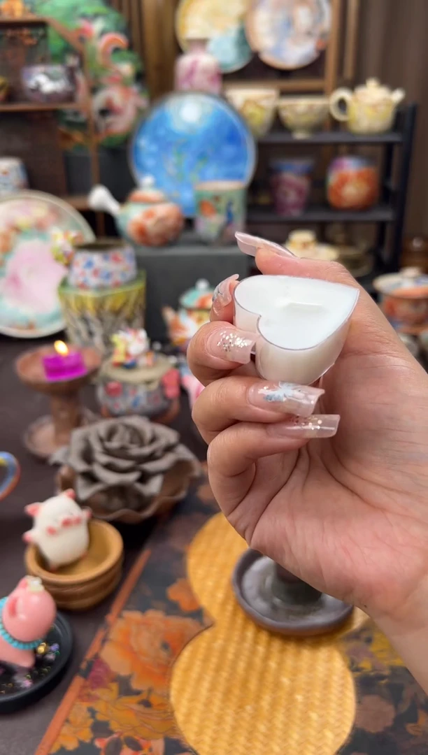 浅紫爱心4小时椰子蜡烛3个