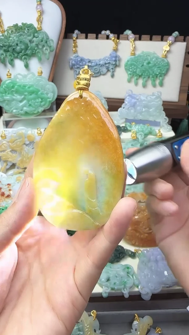 翡翠未镶嵌颈饰国风原创