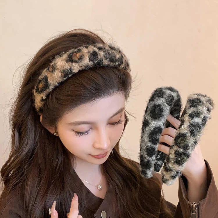 春日豹纹羊羔毛发箍女2025新款高颅顶头箍洗脸压发显脸小发卡头饰