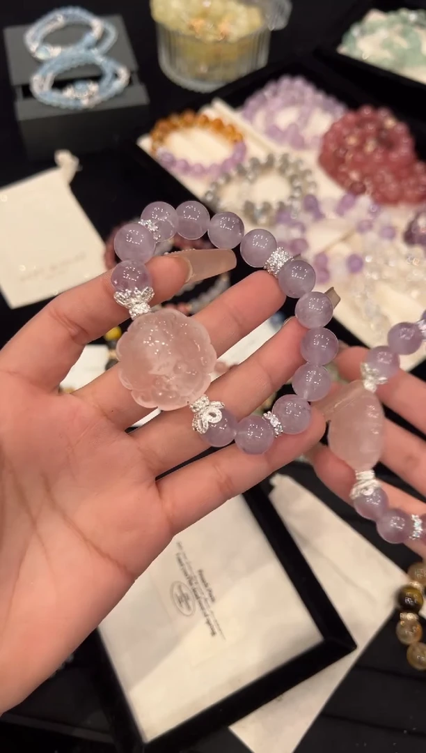 【闪购商品】水晶手链合金紫兔毛手链x1348