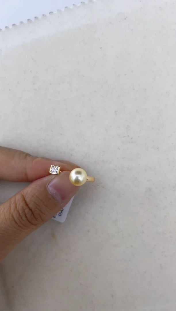 海水珍珠戒指银S925镶嵌戒指6-7