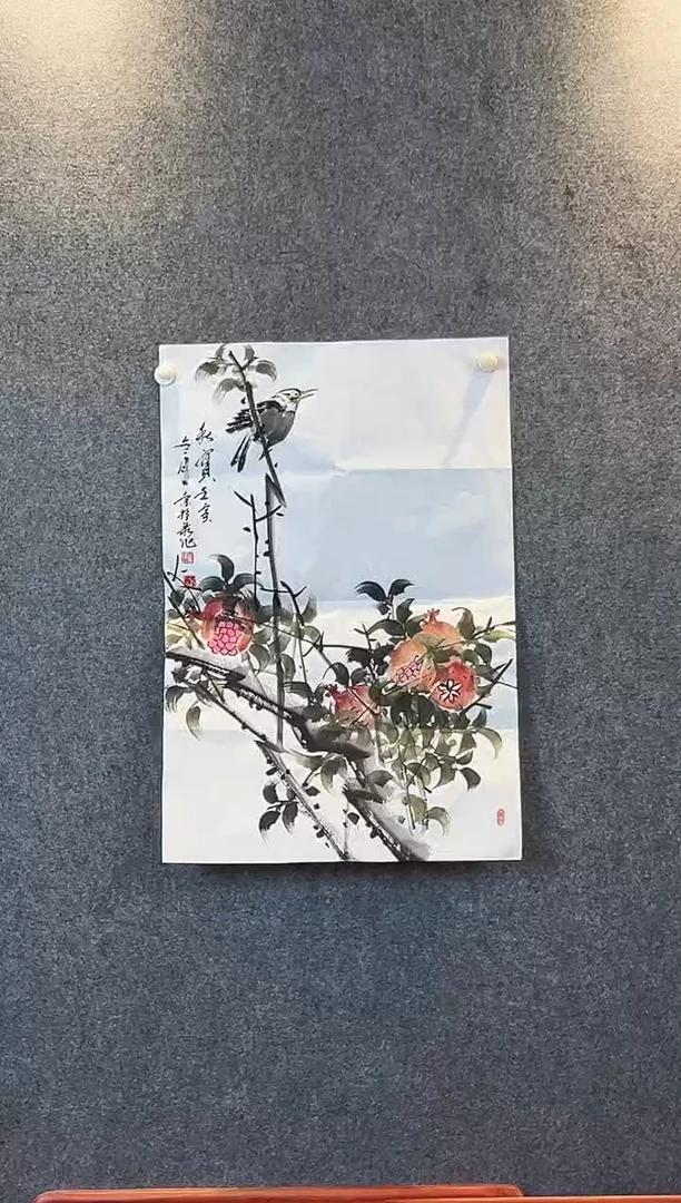 国画索栓录四尺三开花鸟