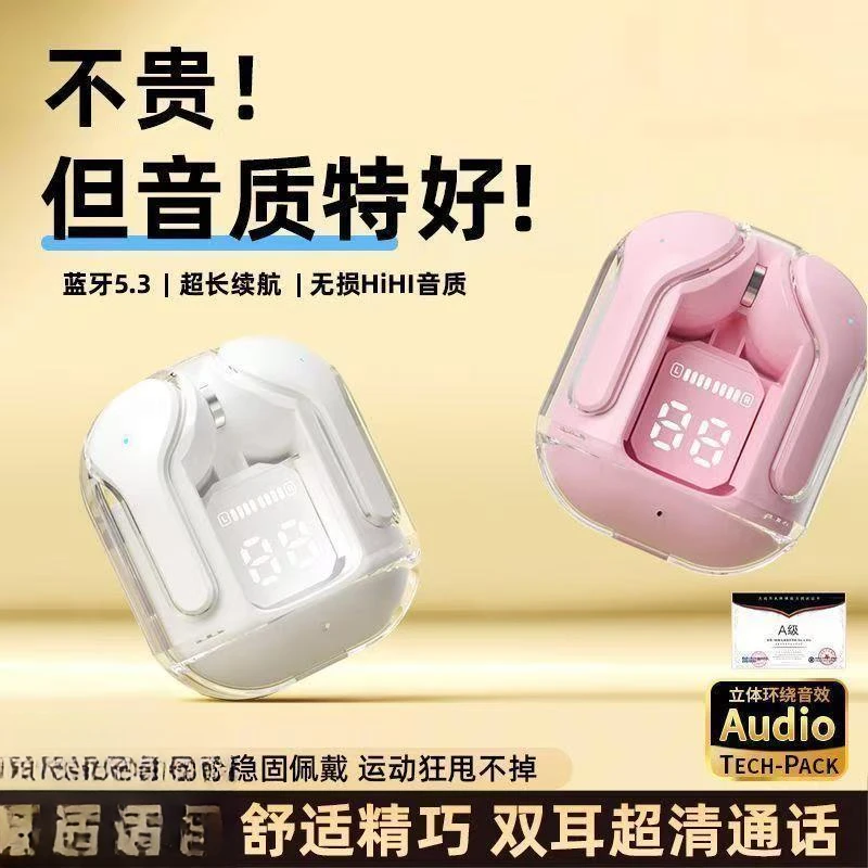 便携入耳式透明数显创意高清音效数显蓝牙耳机运动通用耳机舒适XY