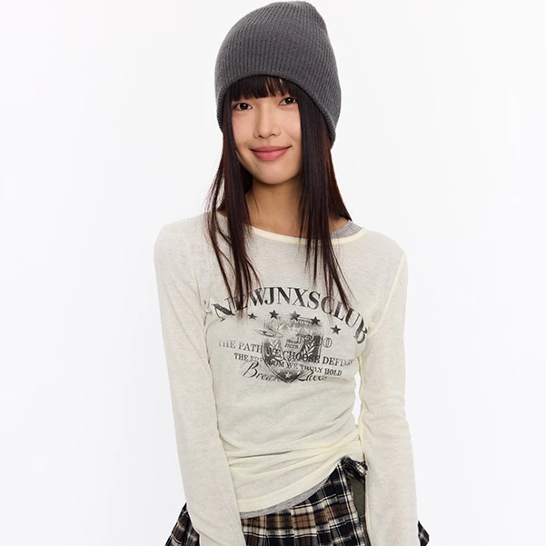 江南先生美式复古印花假两件长袖T恤春季潮罩衫休闲打底衫JN51J27