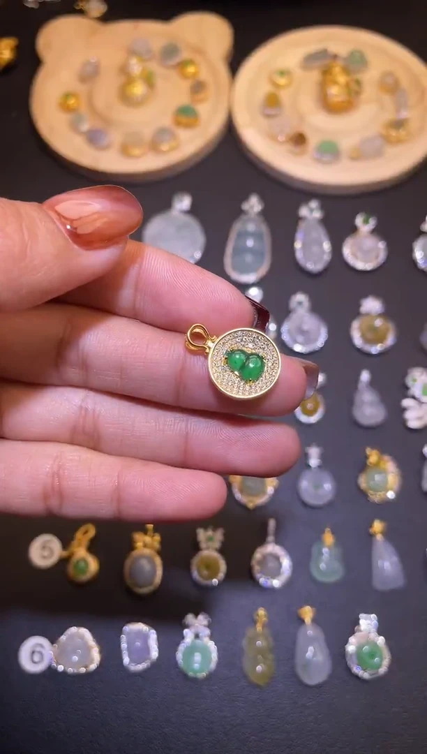 吊坠(不含链)银S925镶嵌翡翠1