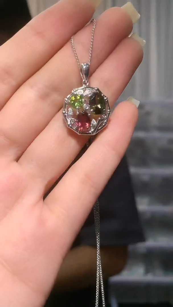 颈饰银S925镶嵌碧玺【宝石世家严选】