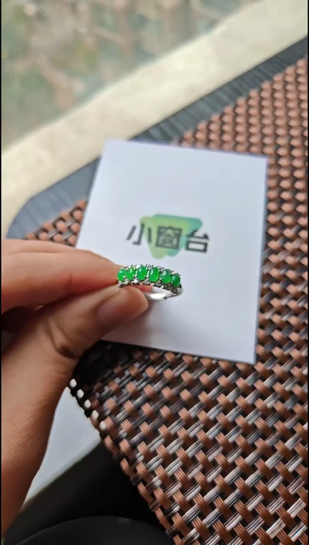 【闪购商品】翡翠戒指银S925镶嵌翡翠戒指S925银镶嵌