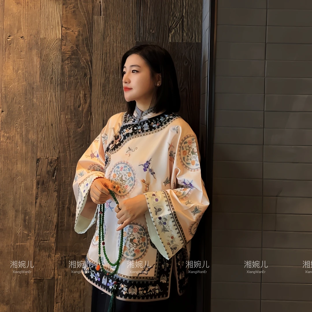 春季新款『紫薇阁』2025新中式国风立领斜襟清新重工刺绣小衫上衣女