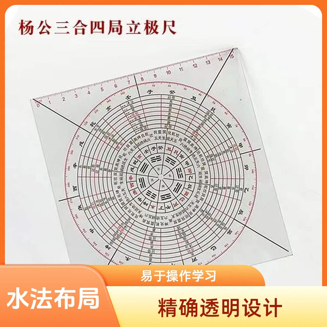 三合立极尺杨公二十四山罗盘水法布局三合四局罗盘长生立极尺透明