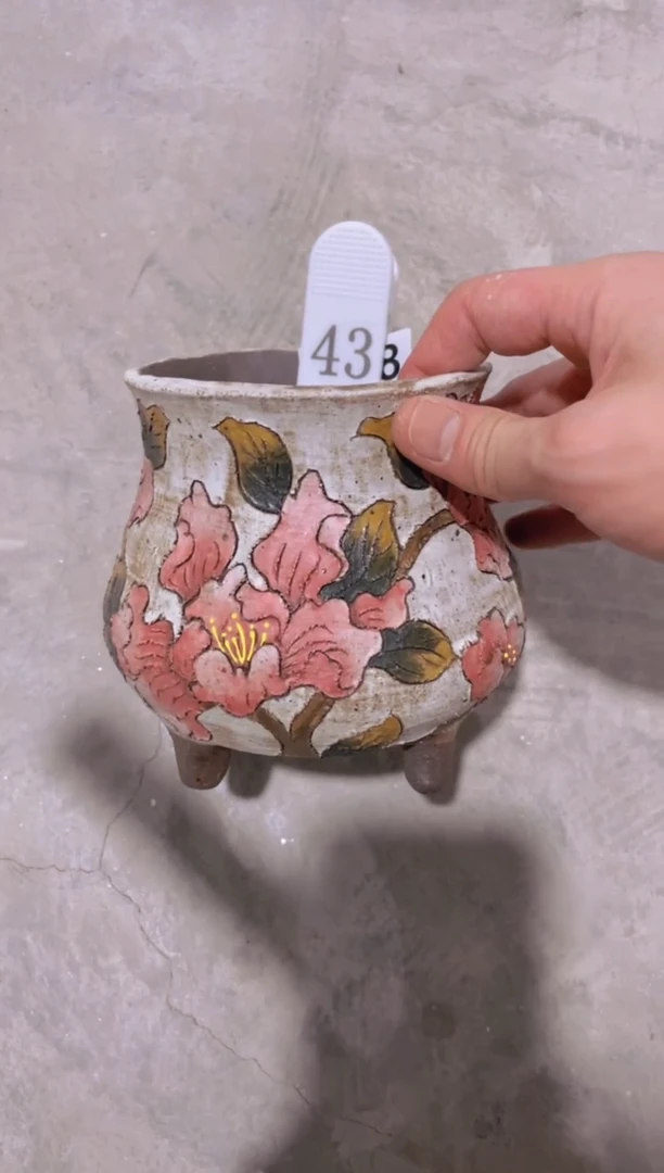 摆件身*43陶花岛花盆罐—手工痕迹默认，大小会有1-2公分误差