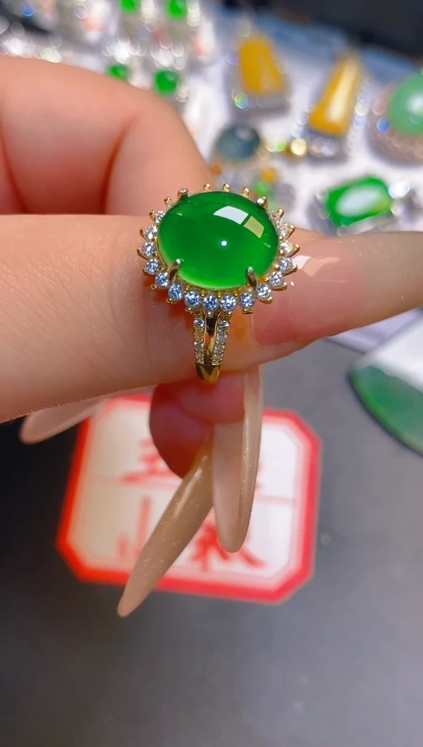 翡翠银S925镶嵌耳饰天然