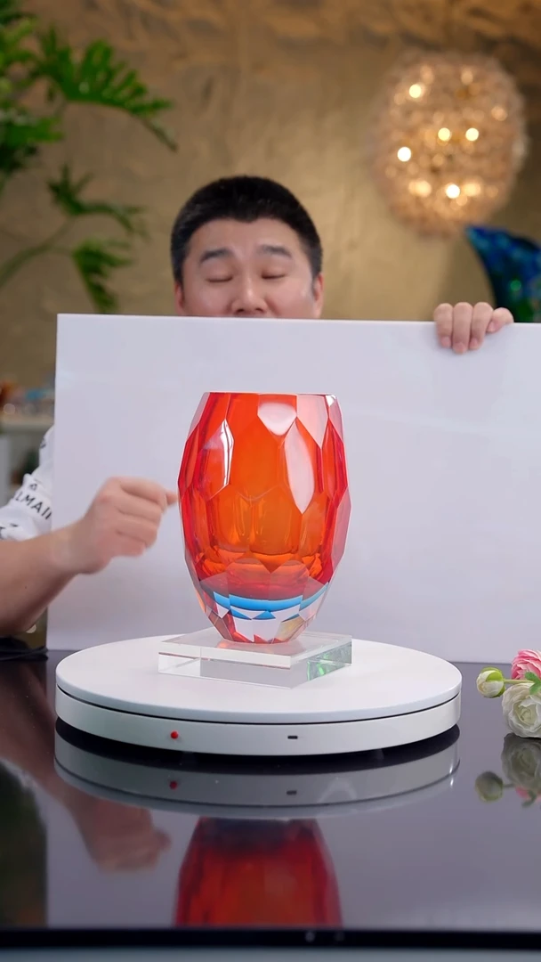 摆件设计款红蓝色切面花器