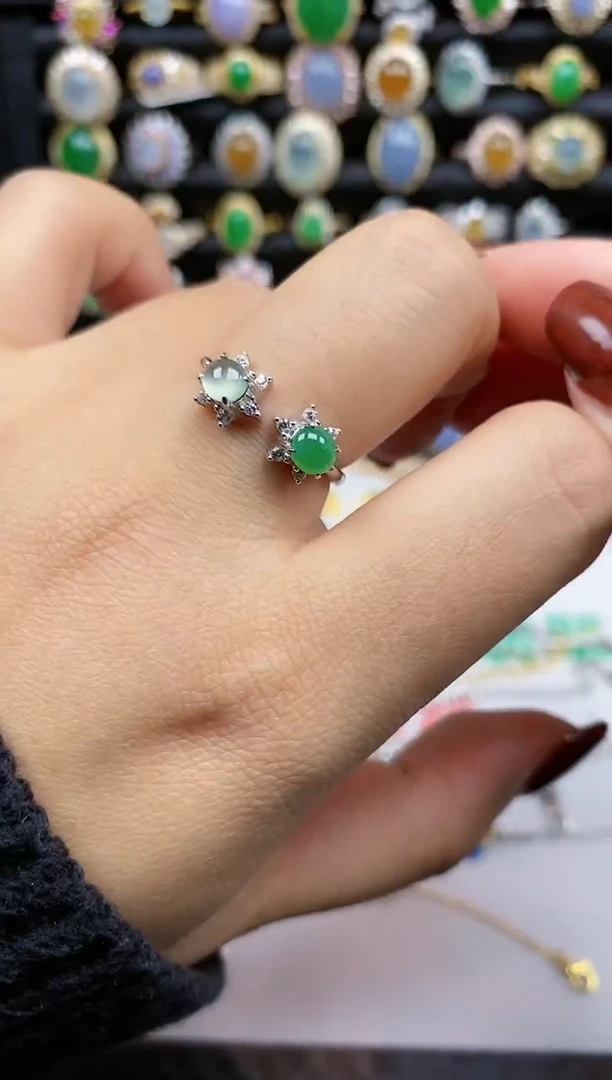 银S925镶嵌戒指翡翠406