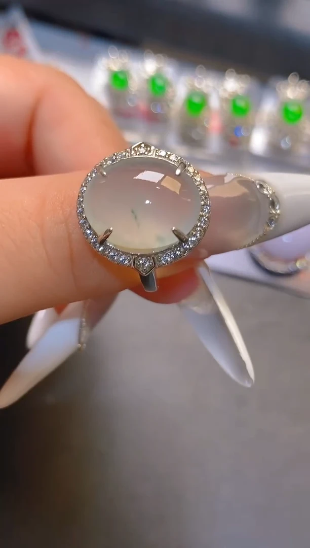 翡翠银S925镶嵌耳饰天然