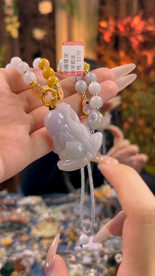 项链银S925镶嵌翡翠项链