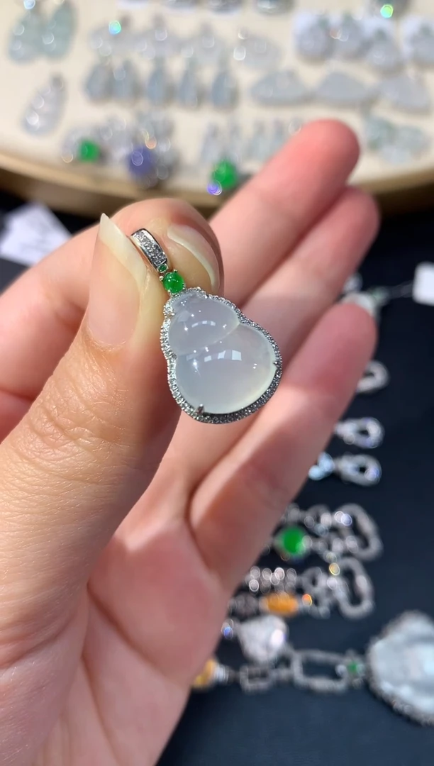 翡翠18K金镶嵌吊坠(不含链)A534|2980