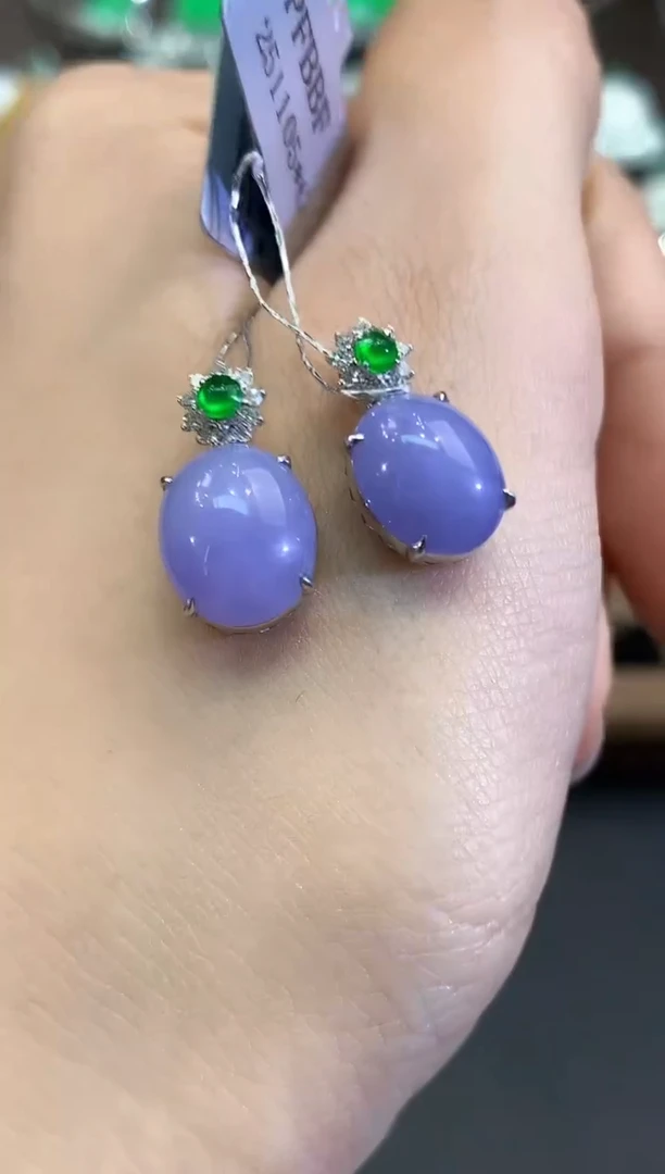 吊坠(不含链)18K金镶嵌翡翠B71 紫货有色差 多样性一件发货