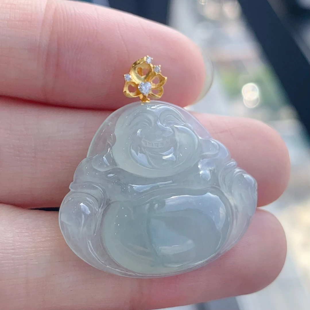 八七珠宝翡翠豪镶冰佛公 多样性发一件 天然A货翡翠