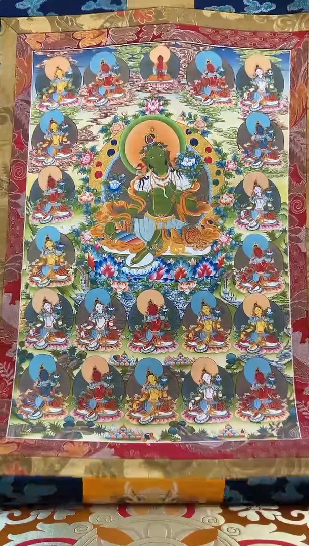 【闪购商品】卷轴画矿物质喷绘  21度母1.3m蓝色水波纹