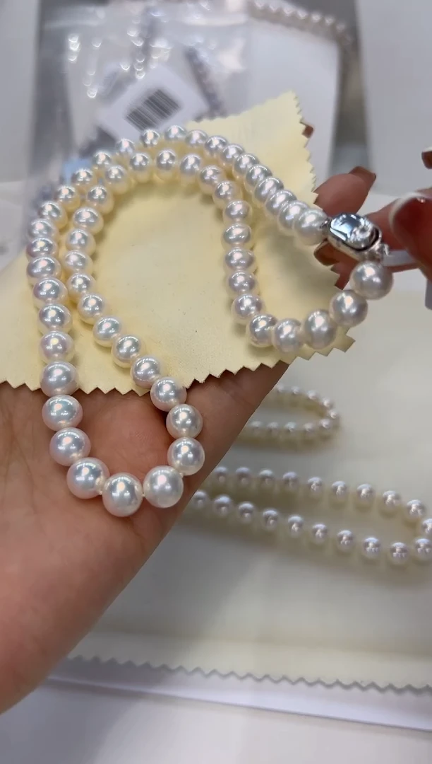 淡水珍珠银S925镶嵌颈饰7.5-8.5mm