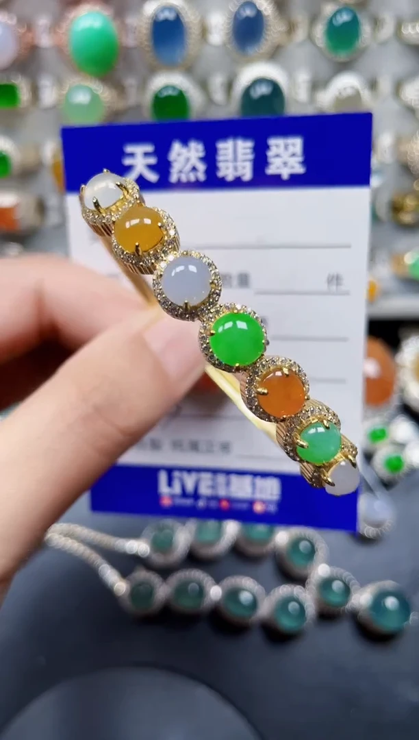 银S925镶嵌手镯翡翠158