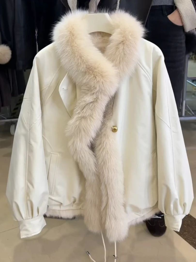 高级感时尚大毛领派克服女2025冬季新款韩版宽松洋气加绒加厚外套