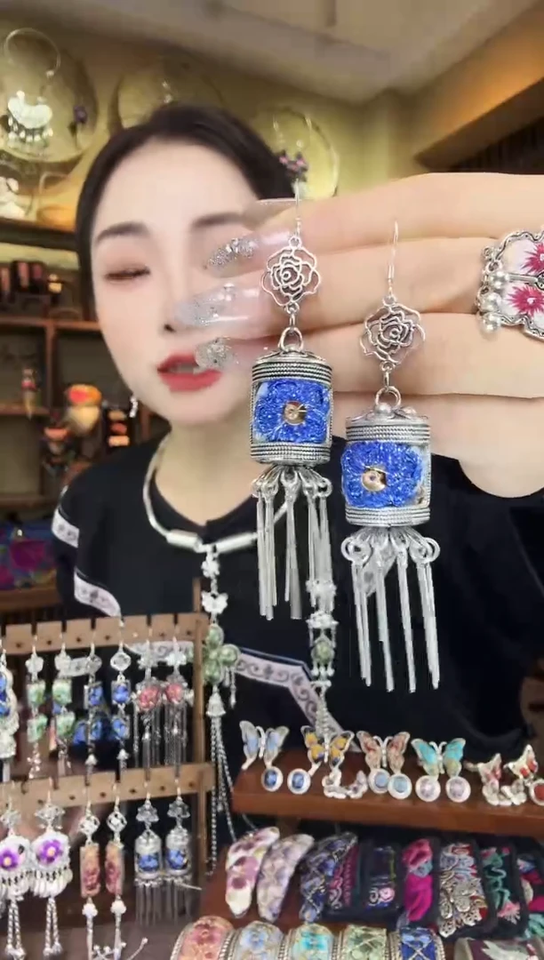 刺绣非遗刺绣民族风耳环