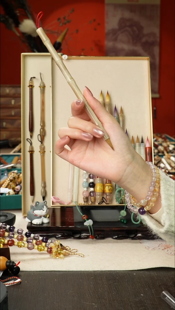 9号孤品高货毛笔链接 清水试笔 蘸墨不退