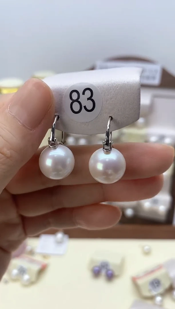 银S925镶嵌淡水珍珠耳饰茶壶耳扣银