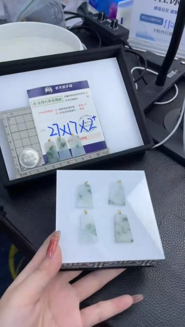 【闪购商品】翡翠挂件18K金镶嵌无事牌FL11配绳/多样性发其一CP