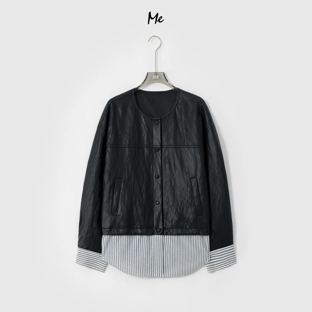 ME【乔治亚】轻软大象纹显瘦时尚百搭宽松休闲一手长外套MESA0666