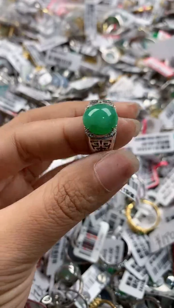 银S925镶嵌戒指翡翠555---5