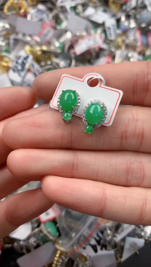 银S925镶嵌戒指翡翠222-------8