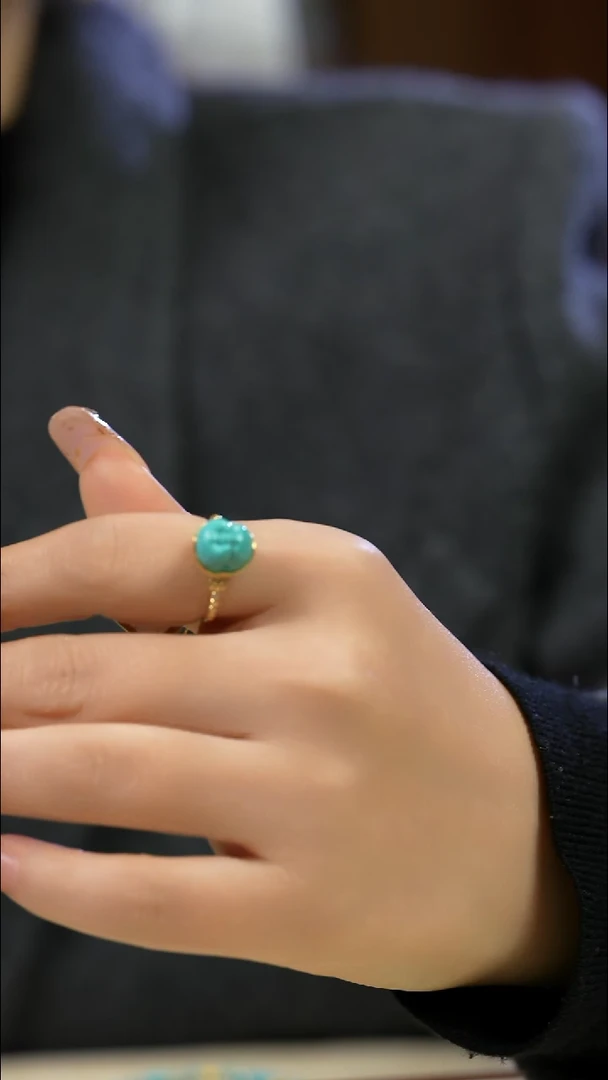 18K金镶嵌绿松石戒指戒指