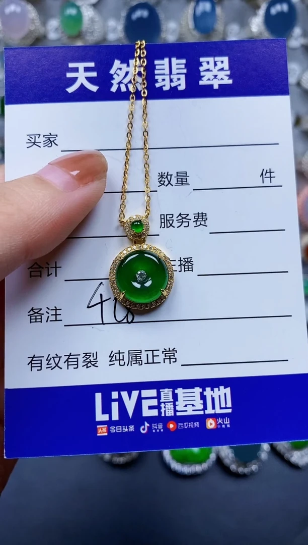 翡翠银S925镶嵌颈饰0418