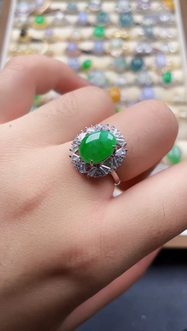 银S925镶嵌戒指翡翠36