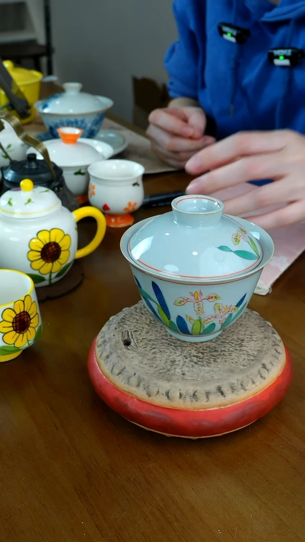 茶瓷物语福利鸢尾花盖碗