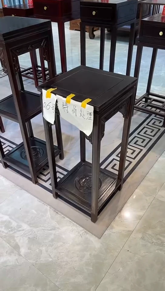 【闪购商品】花梨木类成套家具黑檀色福字花架35*35*80