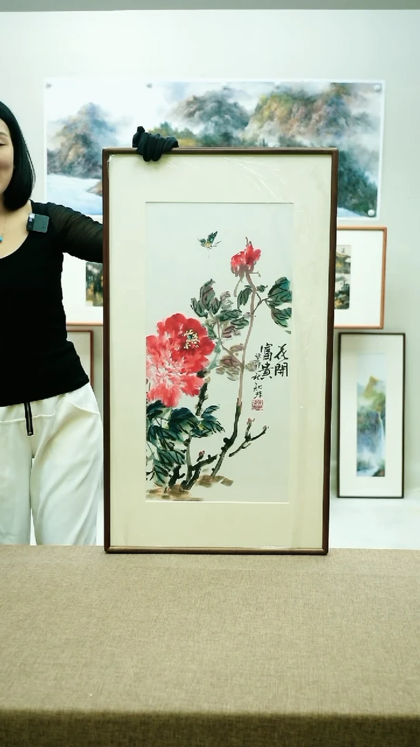 92*52知非手绘花鸟带框