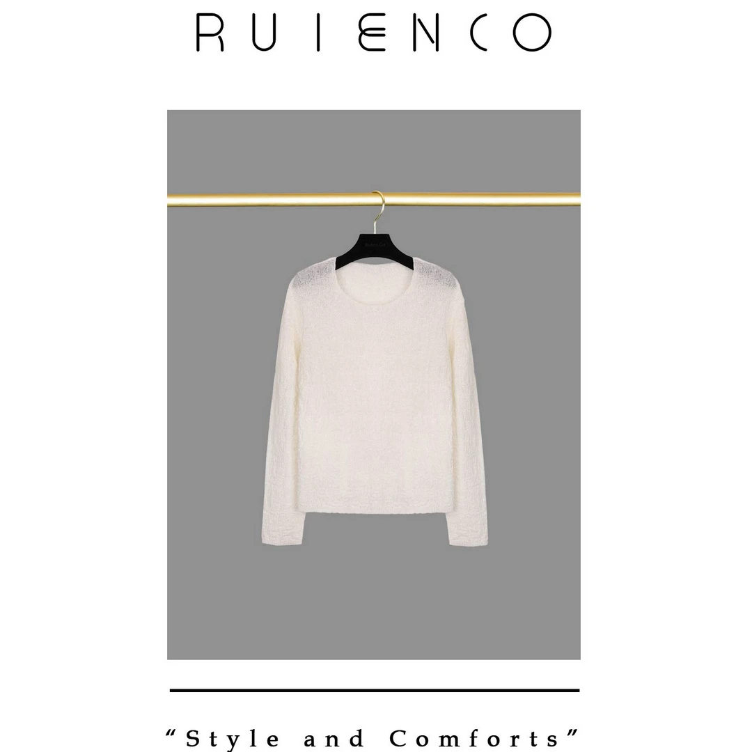 我是摩羯白色风车 日本进口和纸棉高捻人造丝圆领长袖针织衫