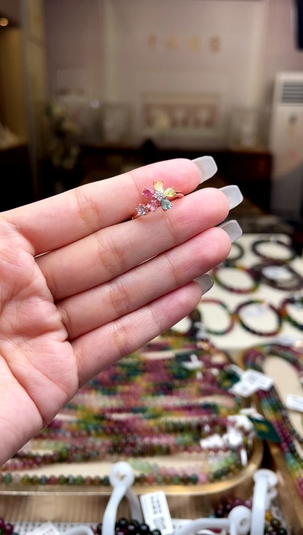 【闪购商品】碧玺/银S925镶嵌碧玺戒指多样性发货