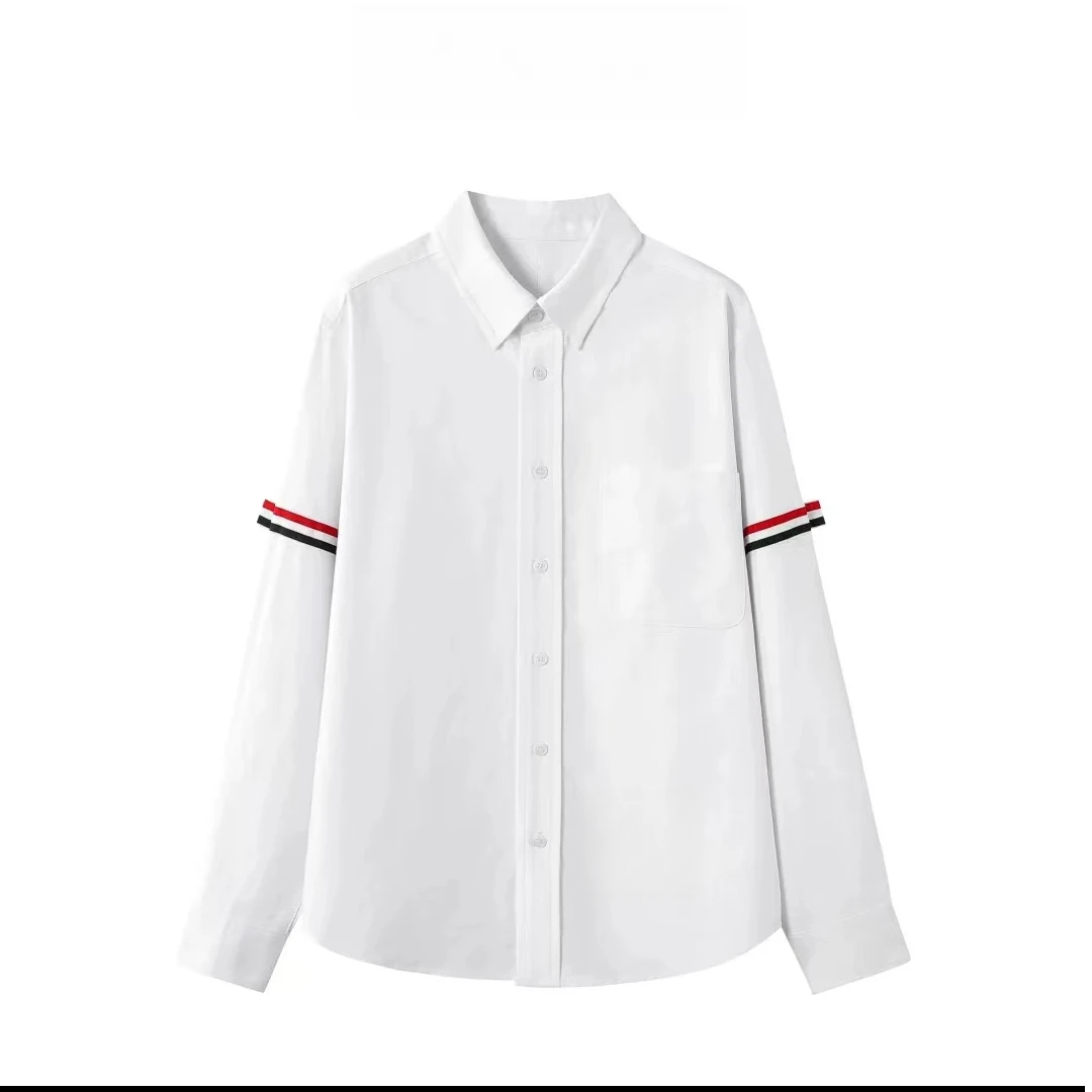 AMAZCOOL春秋设计感织带宽松长袖衬衫4383