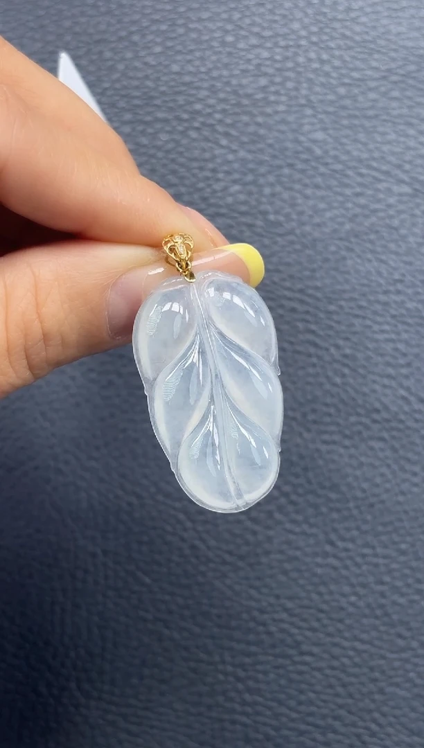 颈饰18K金镶嵌翡翠YM369-2-1 叶子