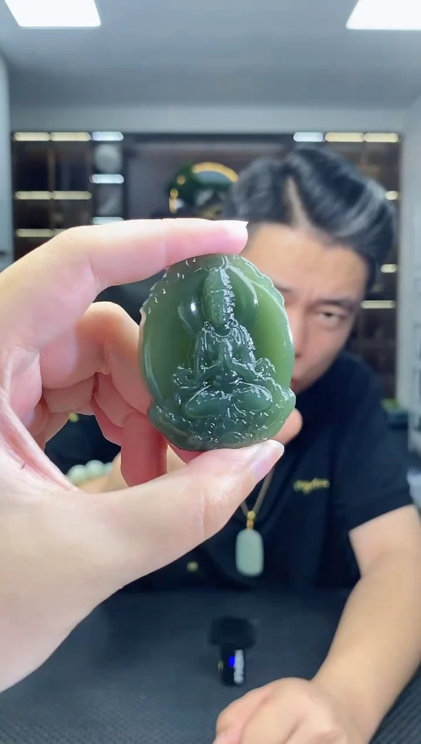 和田玉未镶嵌颈饰正装观音吊坠清货4