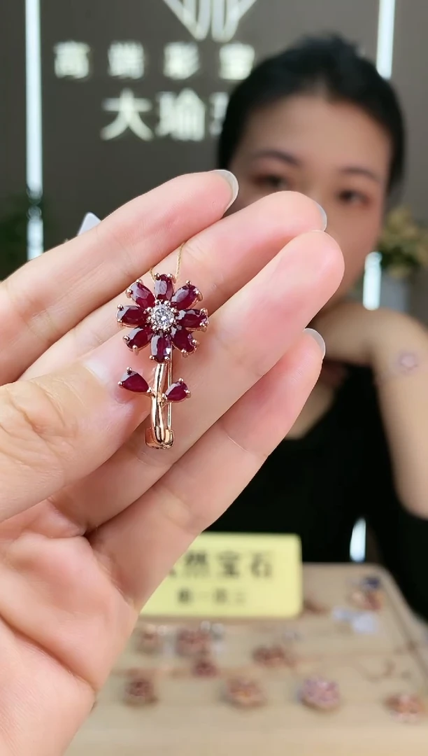 【闪购商品】红宝石胸针银S925镶嵌胸针